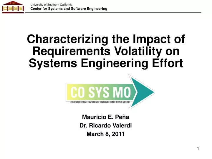 characterizing the impact of requirements volatility on systems engineering effort