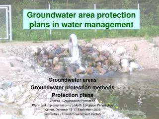 Groundwater area protection plans in water management