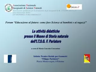 Istituto Tecnico Statale per Geometri “Filippo Parlatore” Piazza Montevergini, 8 Palermo