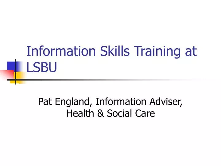 information skills training at lsbu