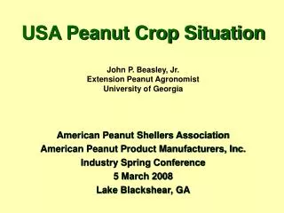 USA Peanut Crop Situation