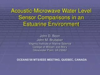 Acoustic-Microwave Water Level Sensor Comparisons in an Estuarine Environment
