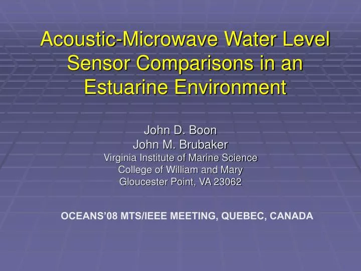 acoustic microwave water level sensor comparisons in an estuarine environment