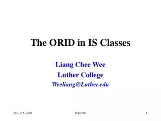 The ORID in IS Classes