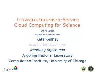 Infrastructure-as-a-Service Cloud Computing for Science