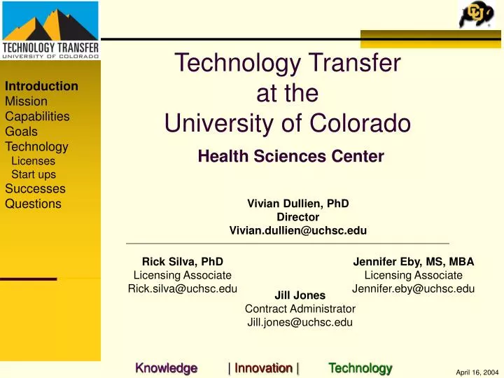 technology transfer at the university of colorado health sciences center