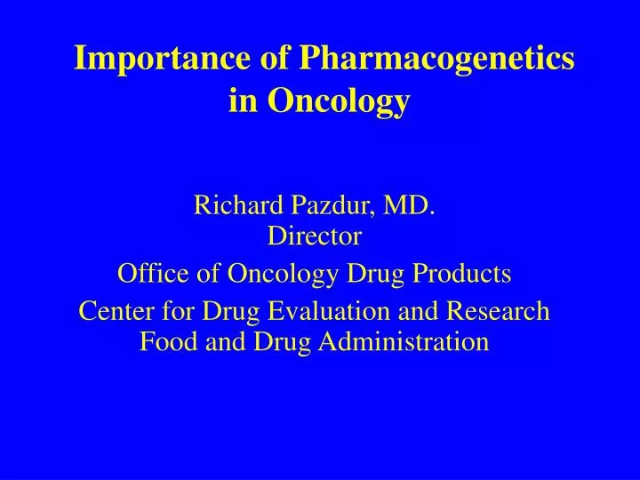 importance of pharmacogenetics in oncology