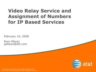 video relay service and assignment of numbers for ip based services