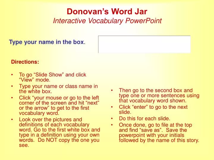 donovan s word jar interactive vocabulary powerpoint