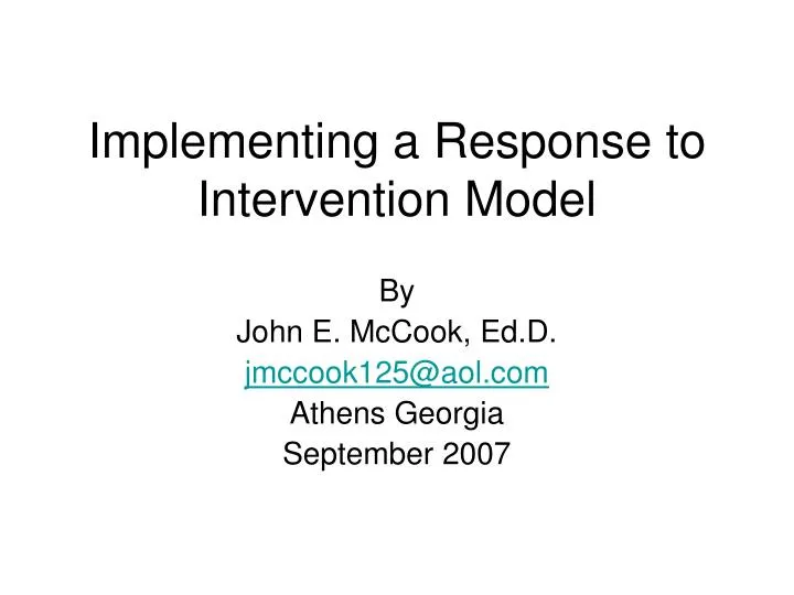 implementing a response to intervention model