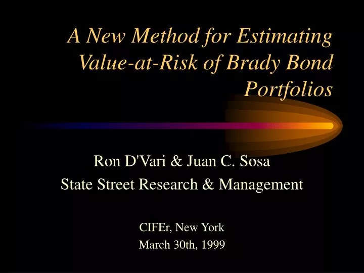 a new method for estimating value at risk of brady bond portfolios