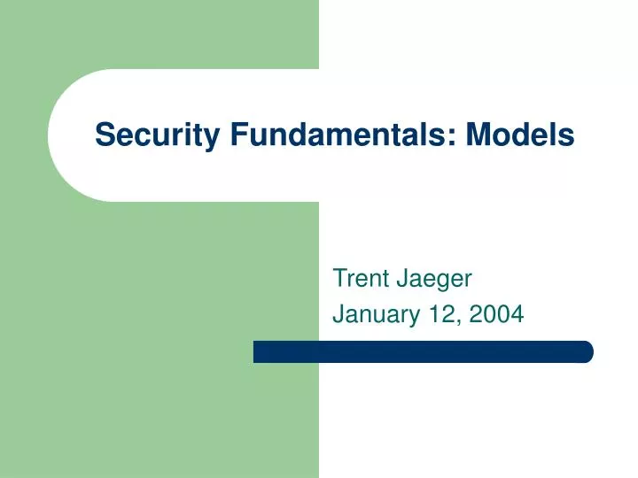 security fundamentals models
