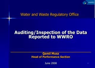 Water and Waste Regulatory Office