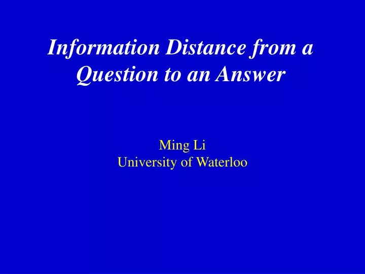 information distance from a question to an answer