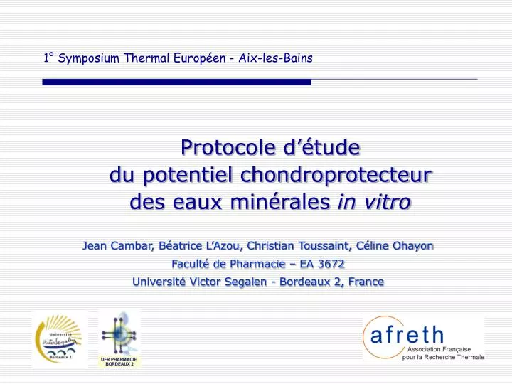 1 symposium thermal europ en aix les bains