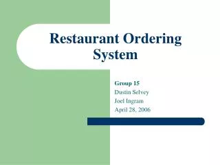 Restaurant Ordering System
