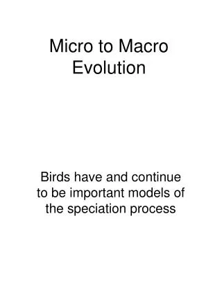 Micro to Macro Evolution