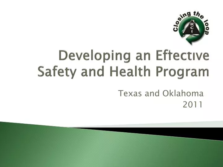 developing an effective s afety and health p rogram