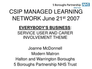 CSIP MANAGED LEARNING NETWORK June 21 st 2007