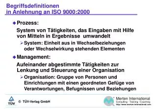 begriffsdefinitionen in anlehnung an iso 9000 2000