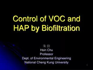 Control of VOC and HAP by Biofiltration