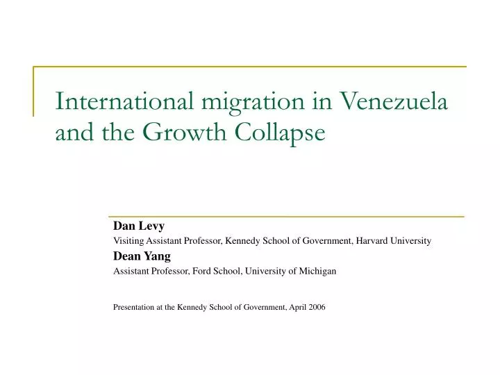 international migration in venezuela and the growth collapse