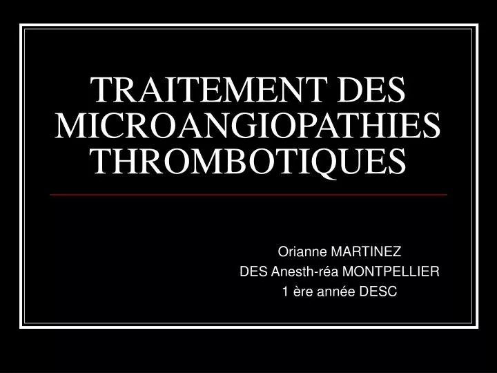 traitement des microangiopathies thrombotiques