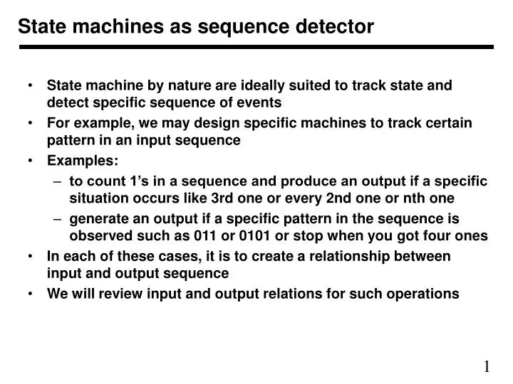 state machines as sequence detector