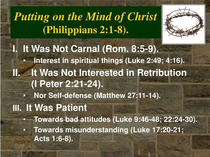 putting on the mind of christ philippians 2 1 8
