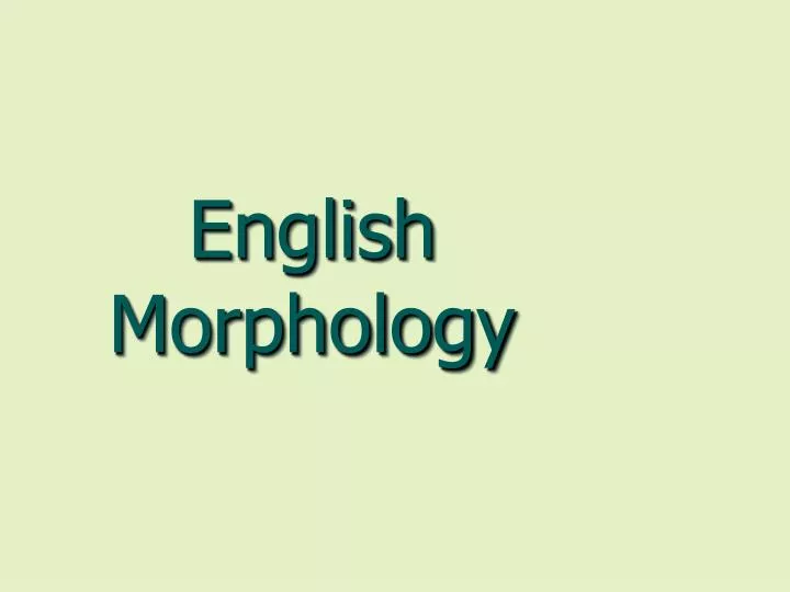 Overview of the linguistic domain of morphology with the English