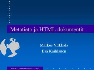 Metatieto ja HTML-dokumentit