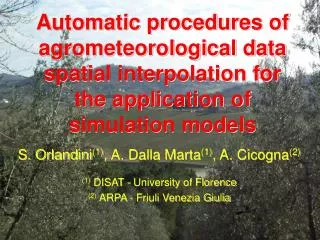 Automatic procedures of agrometeorological data spatial interpolation for the application of simulation models