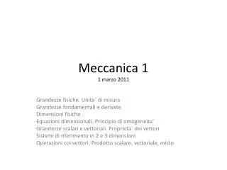 Meccanica 1 1 marzo 2011