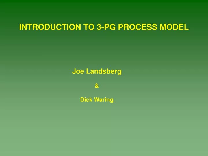 introduction to 3 pg process model