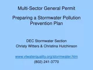 multi sector general permit preparing a stormwater pollution prevention plan