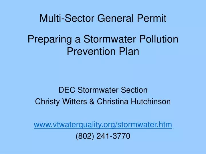 multi sector general permit preparing a stormwater pollution prevention plan