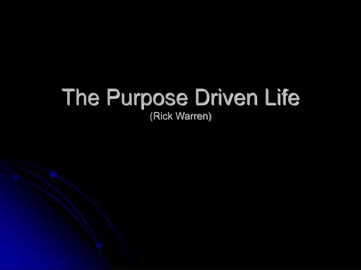 the purpose driven life rick warren