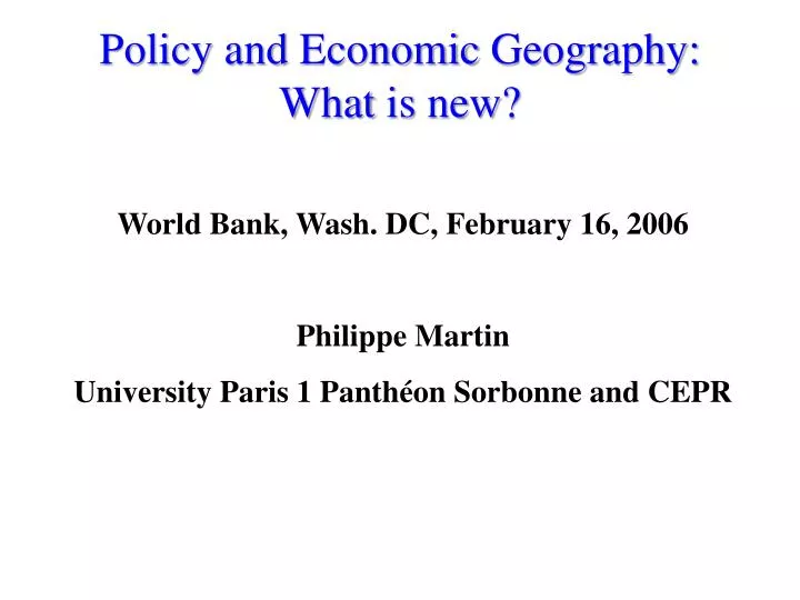 policy and economic geography what is new