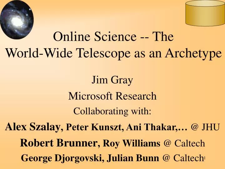 online science the world wide telescope as an archetype