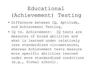 Educational (Achievement) Testing