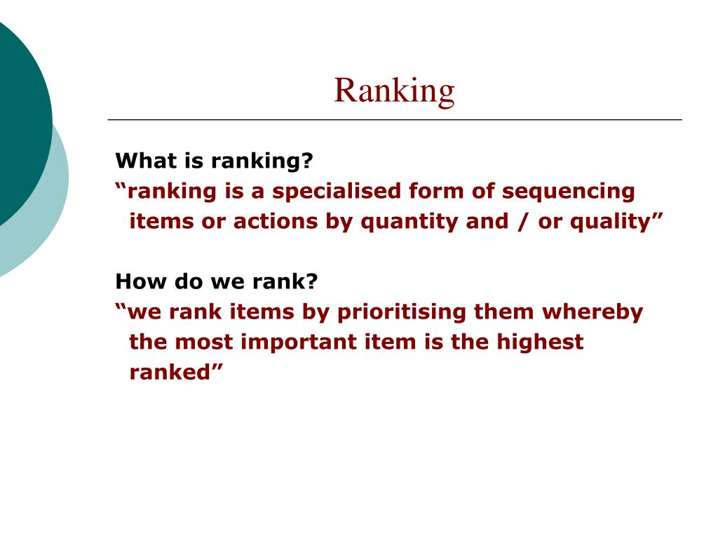 PPT - Ranking PowerPoint Presentation, free download - ID:572189
