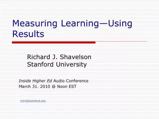 Measuring Learning—Using Results