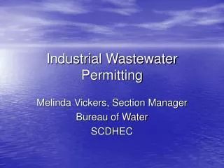 Industrial Wastewater Permitting