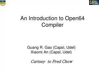 An Introduction to Open64 Compiler