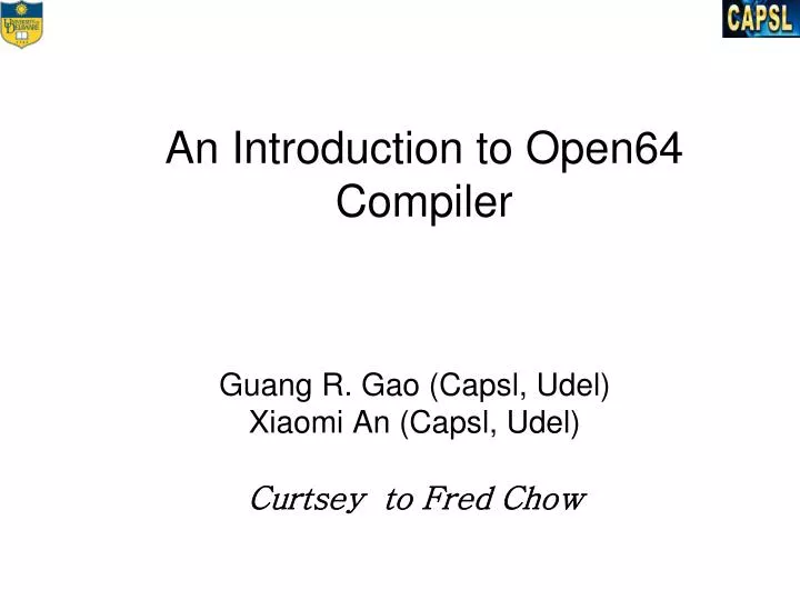 an introduction to open64 compiler