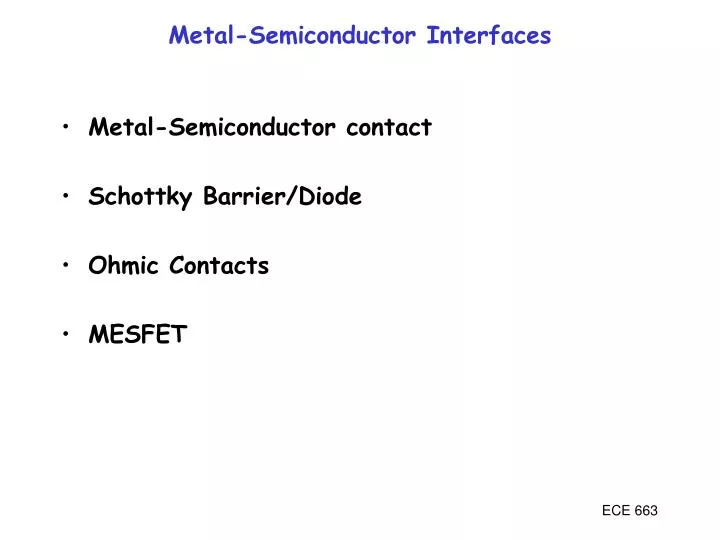 metal semiconductor interfaces