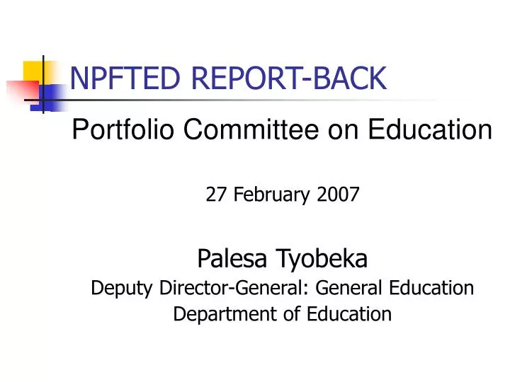 npfted report back
