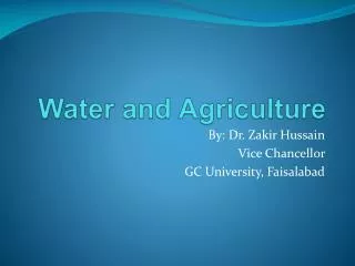 Water and Agriculture