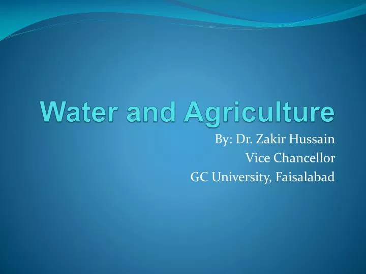 water and agriculture