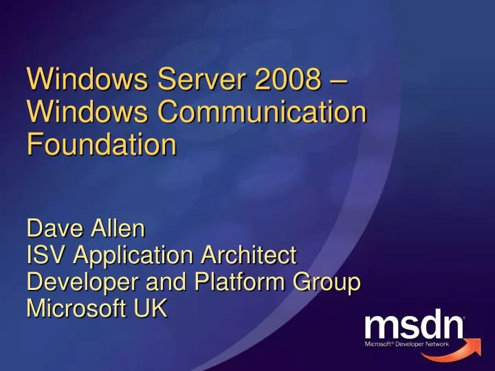 windows server 2008 windows communication foundation
